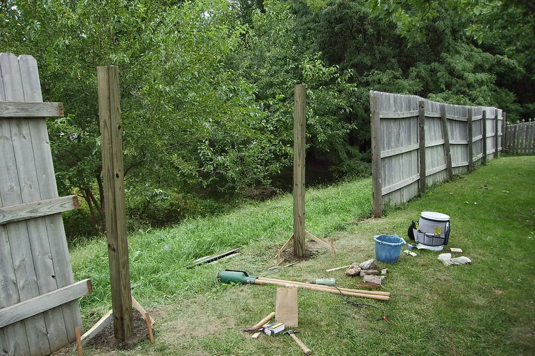 Old fence removed during a full replacement