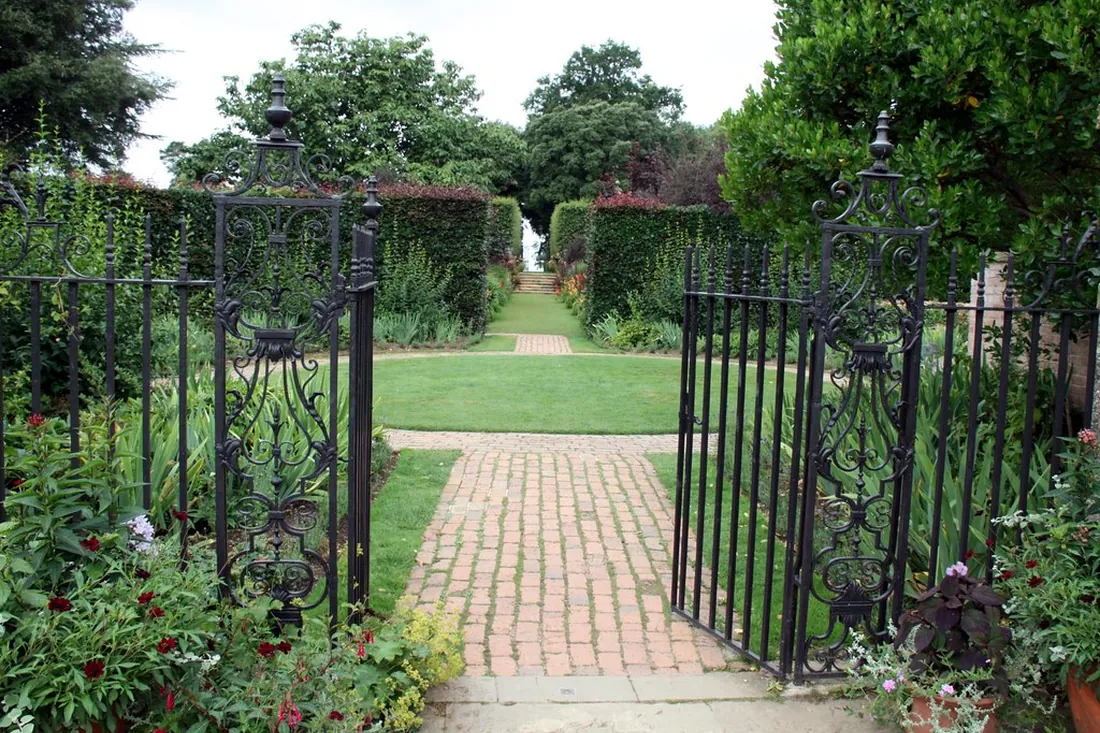 Decorative garden border fence close-up